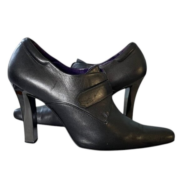 RALPH LAUREN Purple Label Pointed Toe Dark Gray Silver Heels Made in Italy Sz 8 - Picture 1 of 13